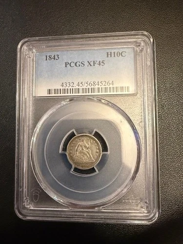 1843 Liberty Seated Half Dime H10C PCGS XF45 -No Reserve Nice toning