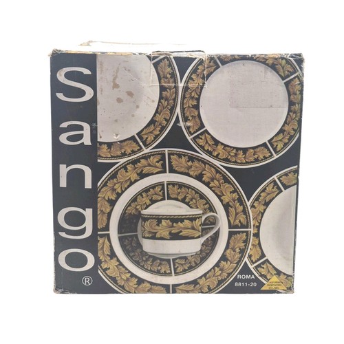 Vtg Sango Roma Black 20pc Complete Dinner Set Dishes Serves Four Stoneware - Picture 11 of 15