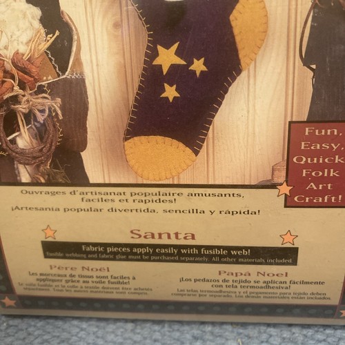 Hodge Podge Santa Quilt Appliqué Felt Stocking Kit-Folk Art Style-9" x 17"-NEW - Picture 5 of 7