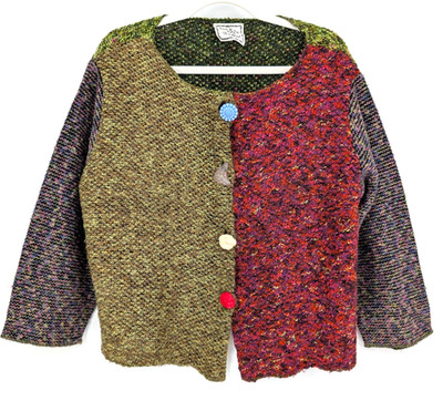 Jackie Loves John Boho Artsy Colorblock Cardigan Maximalist Art To Wear Funky MD
