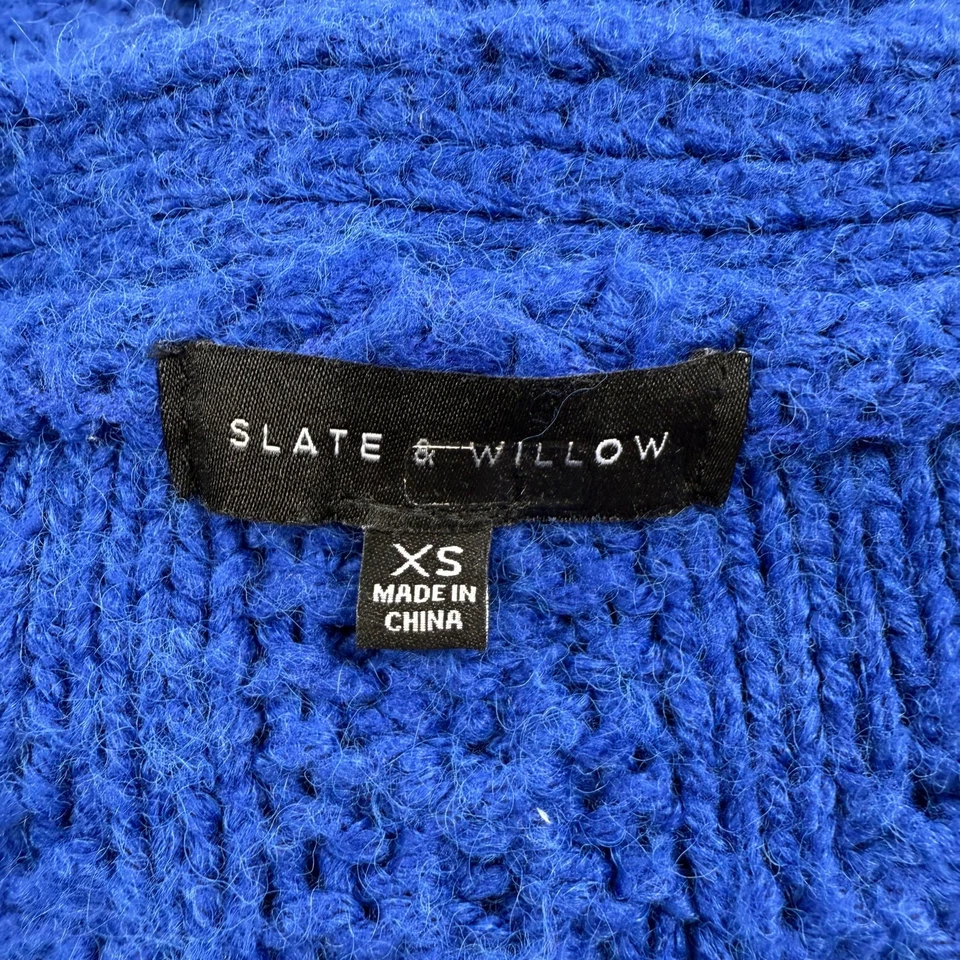 Slate & Willow Women's Bobble Chunky Knit Cardigan Sweater XS Blue - Image 4 of 4