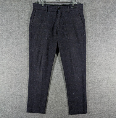 Scotch Soda Pants Men's 34x32 Navy Speckled Wool Blend Stuart Dress Trousers