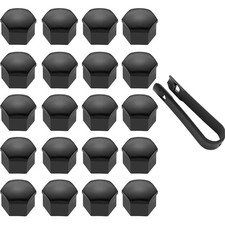 19 mm Radschrauben Kappen, 20 Stücke mit Abziehhaken, Glanz Schwarz