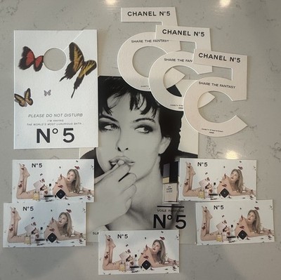 Vintage 1980s-1990s Chanel No 5  Ephemera Lot Perfume Cards Door Hangers NOS L3