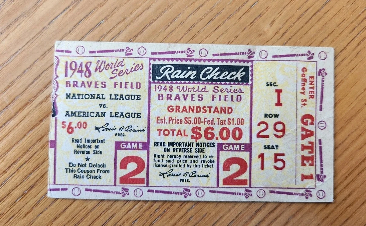 Baseball 1948 Year Vintage Sports Ticket Stubs for sale | eBay