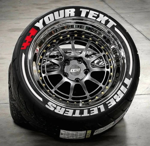 CUSTOM Wording Tire Lettering CREATE YOUR OWN Sticker Set for 4 tires 8xpcs