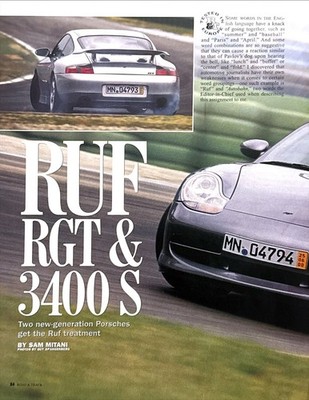 2001 Porsche RUF RGT vs 3400 S Road Test Technical Data Photos Review Article