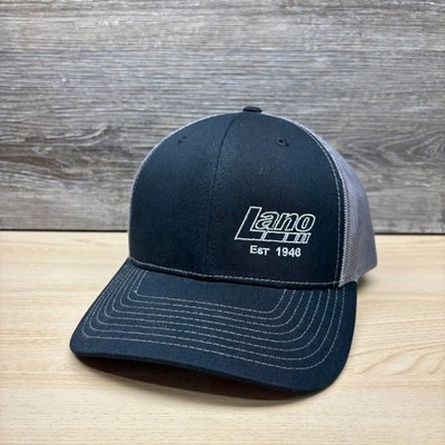 Lano Equipment Hat Cap Snap Back Black Gray Trucker Mesh Richardson 112