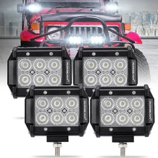 AUXBEAM 4x 4"INCH 200W LED Work Lights Spot Offroad Truck SUV ATV Work Fog Lamps