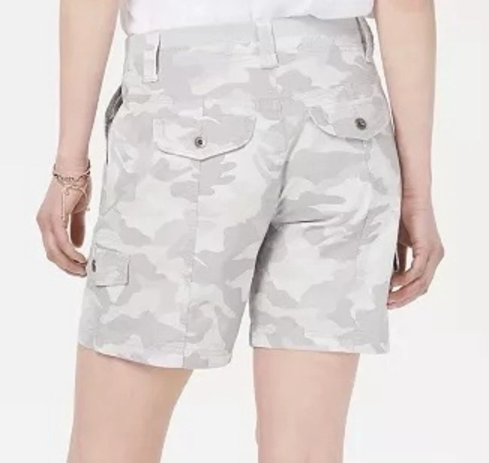 Pantalones Cortos Carga Para Mujer Style & Co Camuflados Talla 12 Gris Bolsillos con Cremallera Tiro Alto Nuevos con Etiquetas Foto 2 de 4