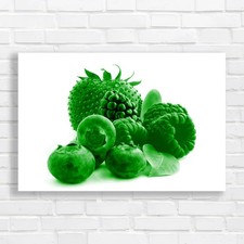 Vibrant Berry Fruits Closeup Studio Image Green Canvas Print Large Picture Wall