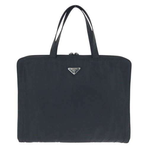 PRADA Tessuto Triangle with logo Business bag briefcase Black SilverHardware