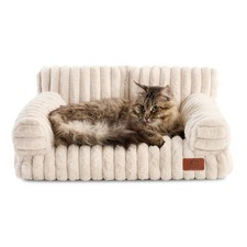 Best Hollypet Fluffy Plush Pet Cat Couch Soft Calming Sofa Beds for Medium Small