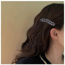 Vintage Crystal Leaf Hair Clip Gold Rhinestone Leaf Hair Barrettes Cz Clips R...