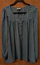 Studio B Womens Plus Size 1X Long Sleeve Chiffon Blouse