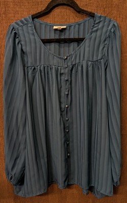 Studio B Womens Plus Size 1X Long Sleeve Chiffon Blouse