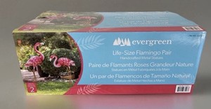Evergreen Life-Size Flamingo Pair Handcrafted Metal Garden Statues Set of 2