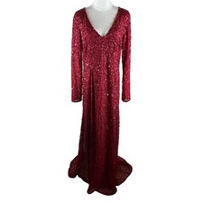 Adrianna Papell Gown Women 14 Red Formal Evening Prom Holiday Glamourous Sequin