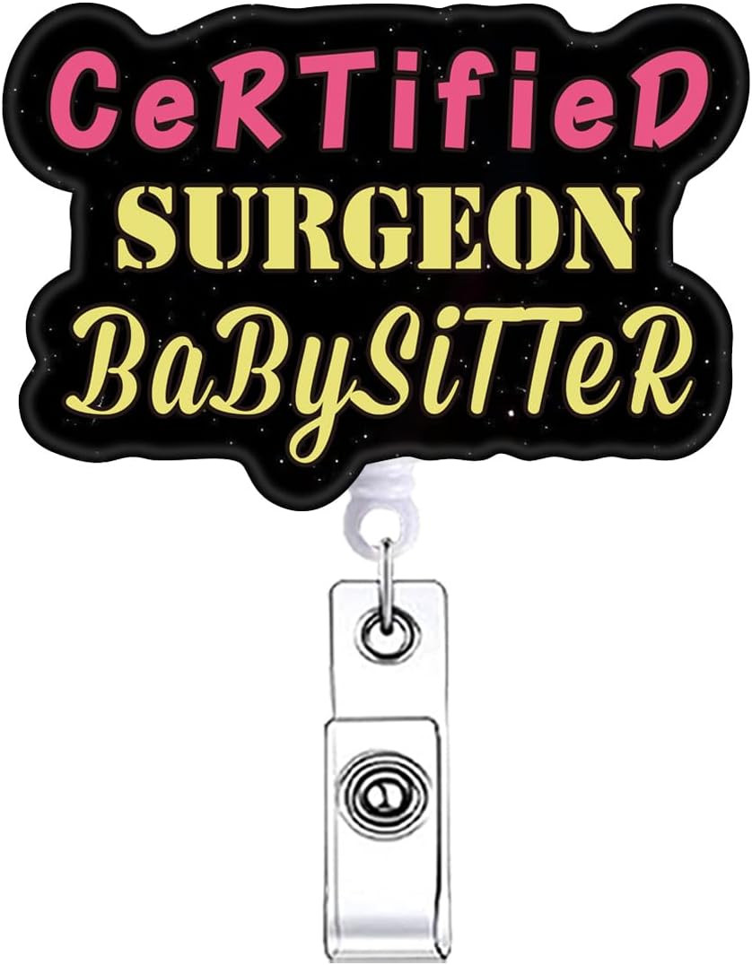 Black Surgical Tech Badge Reel Accessories with Alligator Cl