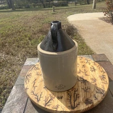 Antique Robinson Ransbottom 1 Gallon Jug Stoneware with Crown Emblem Rare