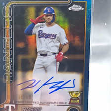 Topps 2025 Gilded Collection Chrome Gold Auto Wyatt Langford Rangers /50