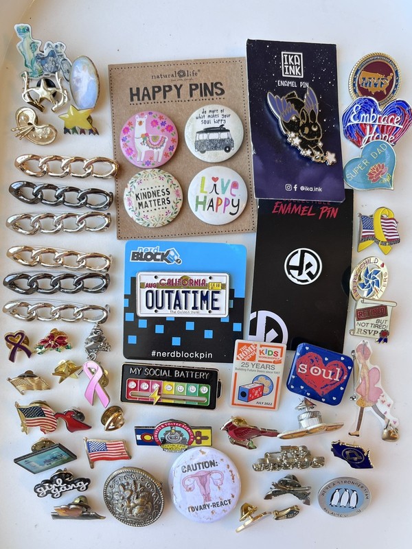 Lot of 55 Miscellaneous Pin Buttons Pinbacks Random
