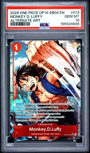 4606 Monkey D Luffy 2026 One Piece Azure Sea's Seven #OP14-013 Alt Art PSA 10