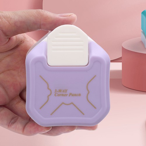 Punzone rotondo ad angolo di carta 3 in 1 per cartoncino foto forniture artigianali viola - Foto 3 di 12