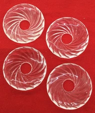 Crystal Chandelier Lamp Sconce Bobeches Swirl Design Cups, 3.5” (Lot Of 4)