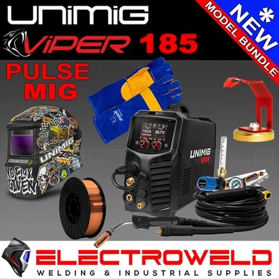 UNIMIG Viper Multi 185 MIG TIG Stick Welder + Helmet + Gloves+Wire+Holder U11260 - Bild 1 von 4