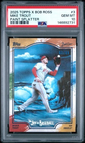 2025 Topps Bob Ross Joy Of Baseball Mike Trout Paint Splatter /99 PSA 10 Pop 2