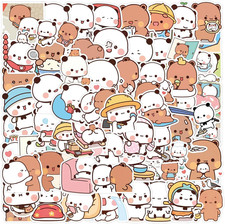 100PCS Bubu Dudu Stickers for Water Bottle Laptop,Cute White and Brown