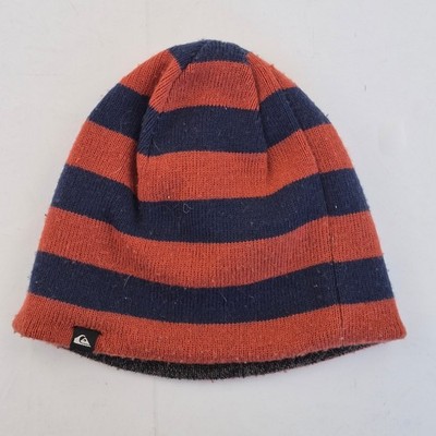 QUIKSILVER Beanie One Size orange marine Jungen gestreift wendbar warm Wintermütze