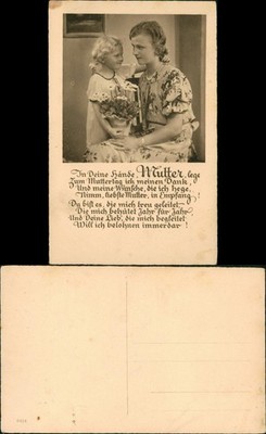 Postcard Congratulations - Mother's Day Mother with Child 1938