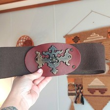 VTG medieval renaissance fair OOAK cage belt Handmade wide armor belt Viking