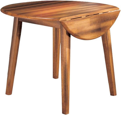 Rustic Round Drop Leaf Dining Table for 4, Space-Saving Design, 42'' Brown