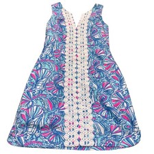 Shift Dress Womens 4 Blue Pink Lace Trim Lilly Pulitzer for Target F16800969