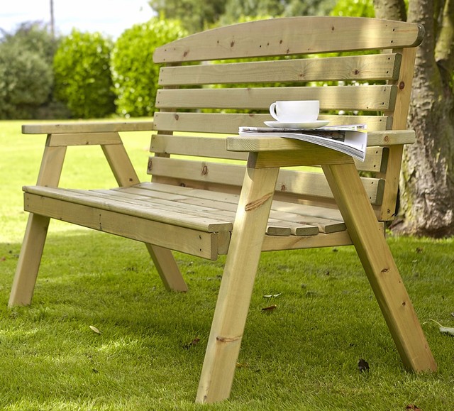 Large Hetton Wooden Garden Bench by Tom Chambers Natures Wood Furniture Seat for sale online