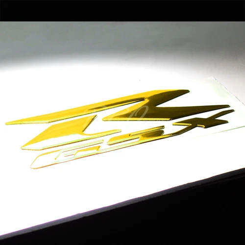 Reflective Carbon Look Tank Pad+8" Chrome Gold Logo&Letter+GSXR Emblem Sticker - Picture 10 of 12