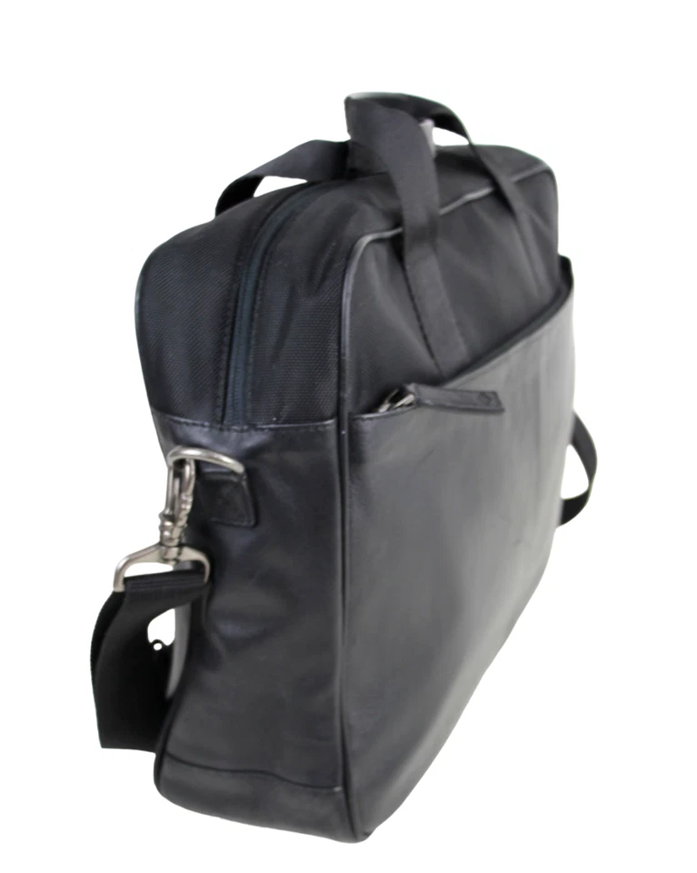 Joseph Abboud черный из натуральной кожи холст ноутбука наплечная сумка x тела портфель - Изображение 2 из 4