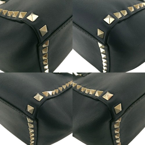 VALENTINO Garavani Rock Studs Leather 2way Tote Hand Bag Navy blue/8BE0426 - Picture 8 of 15