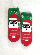 Wondershop Kid's Super Soft Holiday Crew Santa Print Socks XS/S Sz 11-1 2pk/2