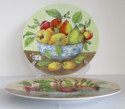 Two Email de Limoges decore a la main a L. Marino I. Goldinger Dinner Fruit Plat - Picture 4 of 7
