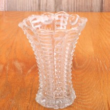 Clear Glass Bubble  Linear Pattern Flower Vase