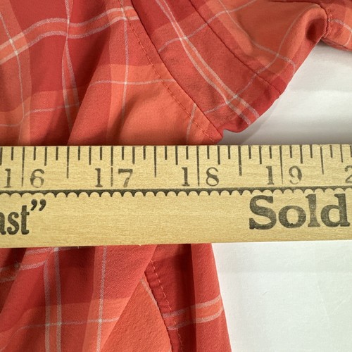 Duluth Trading DuluthFlex Sidewinder Plaid Shirt Womens S Vented Peach Red Camp - Picture 7 of 11