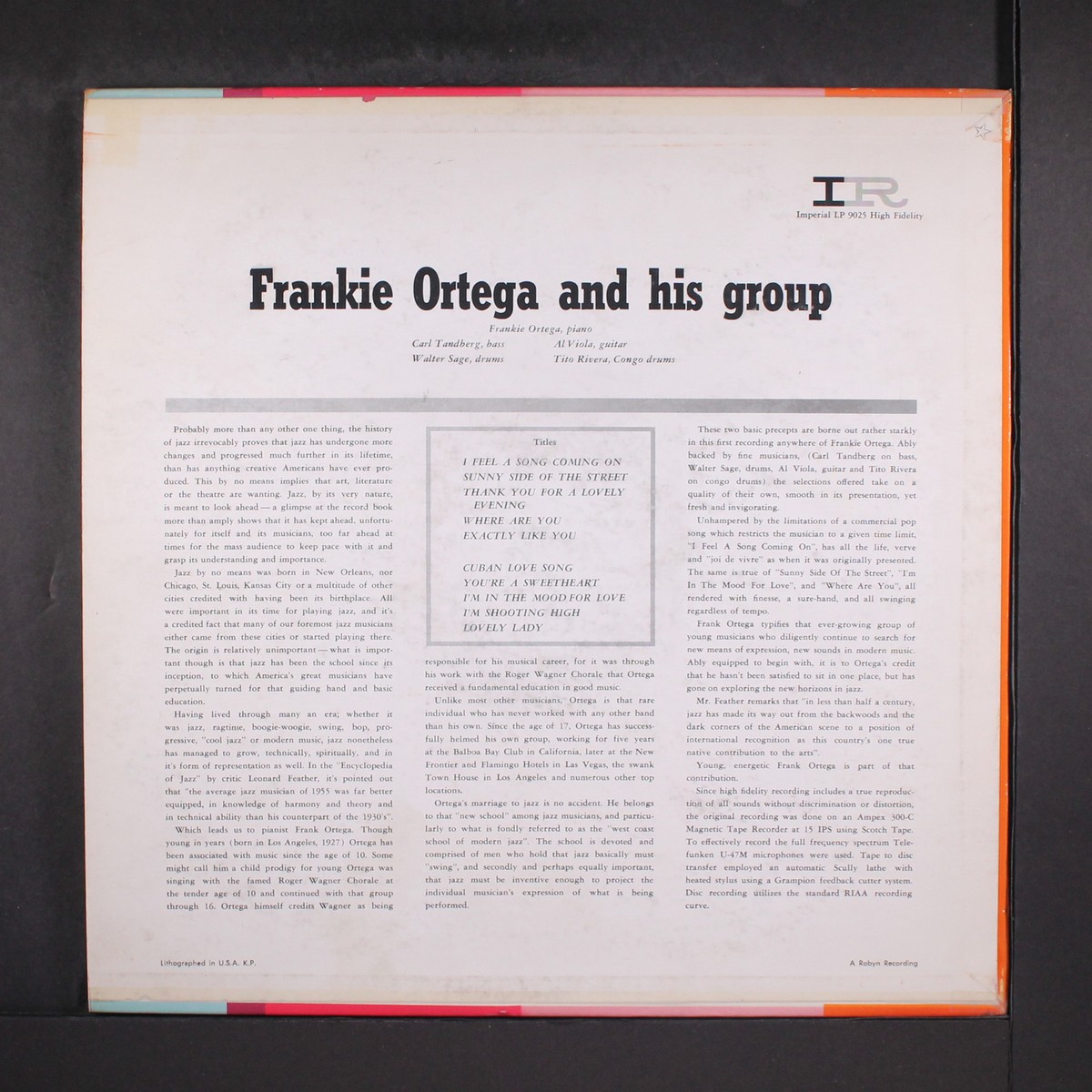 FRANKIE ORTEGA: the piano stylings of IMPERIAL 12