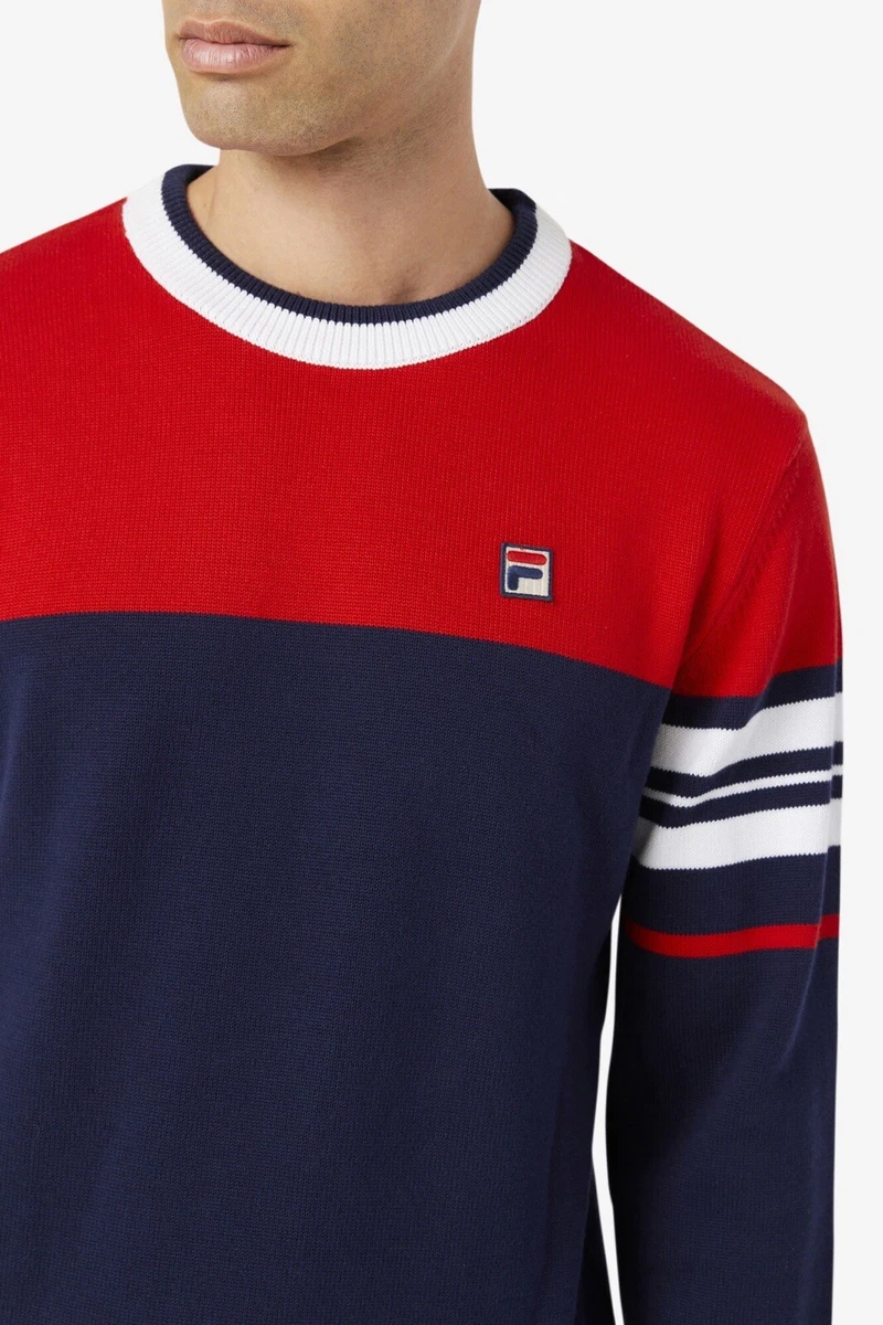 FILA Everly Knit Sweater Jumper Navy Blue Red Size XXL 2XL Casuals Vintage 80s