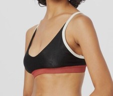  53 Onzie Women's Black Ribbed Colorblock Sports Bra Size Large