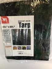 HFT Medium  Duty 5 Mil 7 x 9 ft Tarp 2 Sided CAMO~ GREEN New Sealed 
