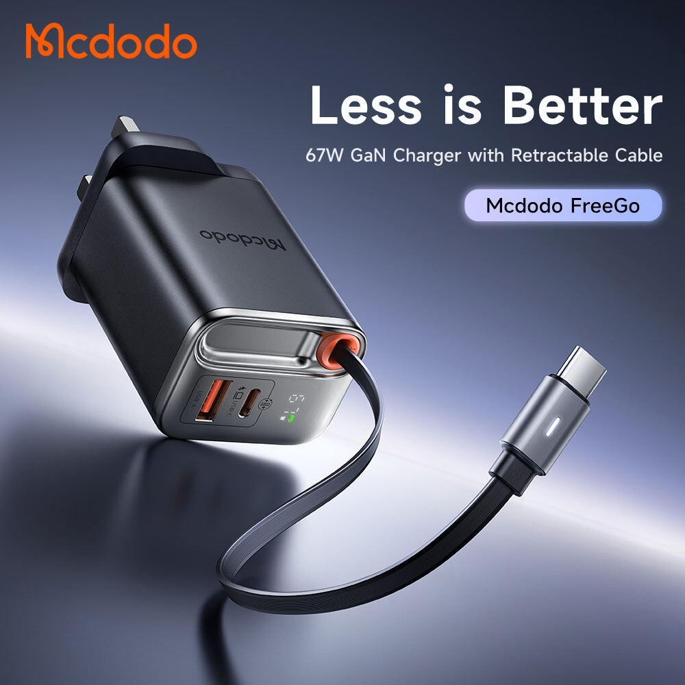 Mcdodo FreeGo Travel GaN Fast Charger 67W With Cable Retractable